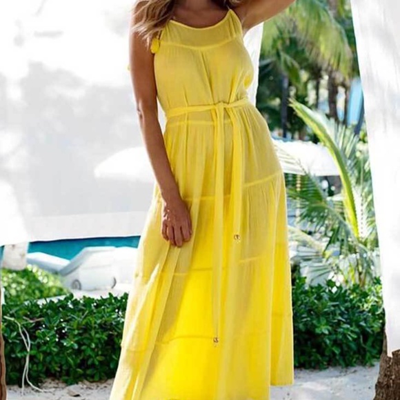 NEW Melissa Odabash Fru Cotton Gauze Lemon Cover Up Dress Size MEDIUM NWT $225 - Picture 1 of 4